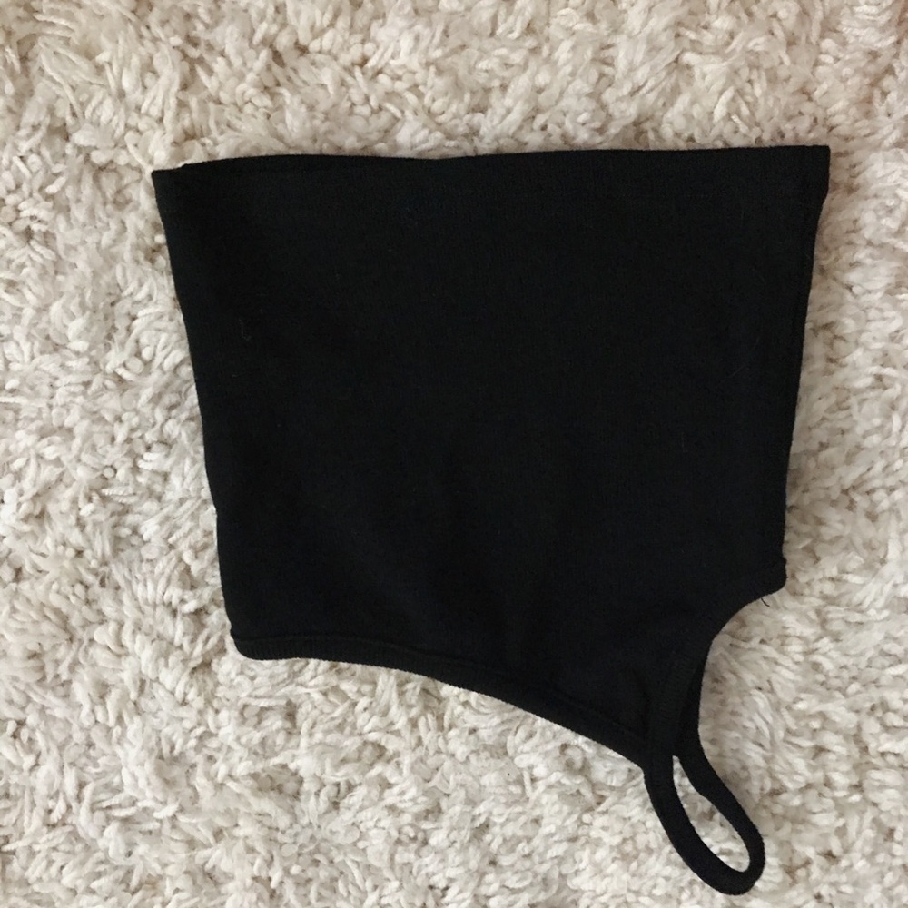 One Shoulder, Black Cropped Tank